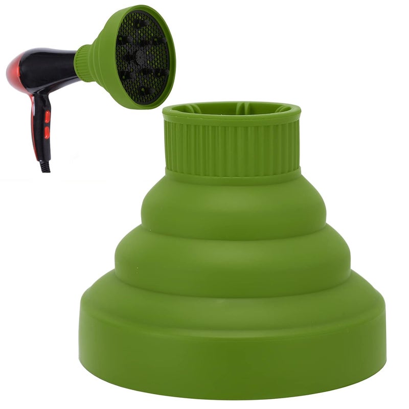 woobles Universal Hair Diffuser, Collapsible Hair Dryer Diffuser Portable Travel Folding Hair Blow Dryer Diffuser Curly or Wavy Hair Styling Tool Hair Dryer Diffuser Nozzle for Hair Dryers(green) - Image 2